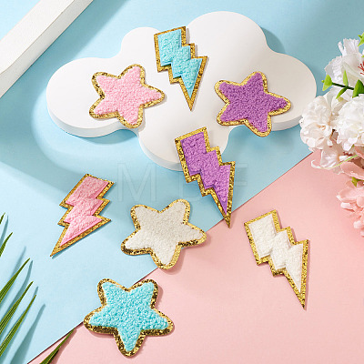8Pcs 8 Colors Polyester Self-adhesion Embroider Thread Iron on/Sew On Patches PATC-TA0001-35-1