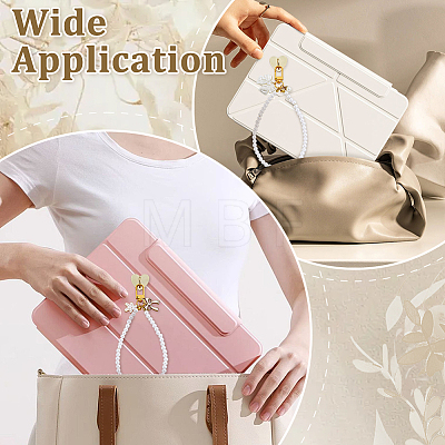 4Pcs Bowknot Alloy & Resin Imitation Pearl Pendant Decorations HJEW-PH02435-1
