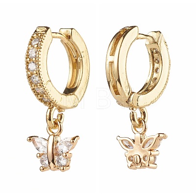 Butterfly Cubic Zirconia Dangle Hoop Earrings for Girl Women Gift EJEW-JE04637-1