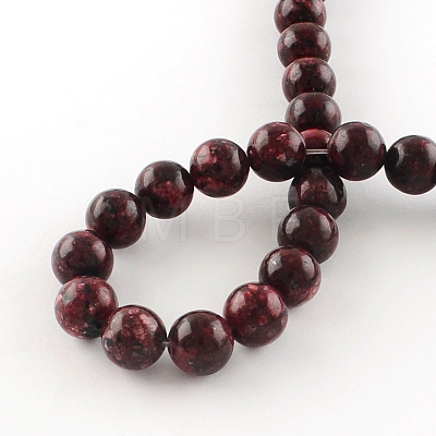 Dyed Natural Sesame Jasper Round Beads Strands G-R342-6mm-11-1