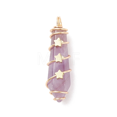 Natural Mixed Stone Pointed Pendants PALLOY-JF01703-1