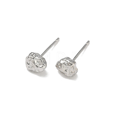 Nuggets Brass Stud Earrings EJEW-F403-01P-1