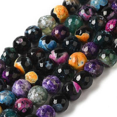 Dyed & Heated Natural Fire Crackle Agate Beads Strands G-P539-B01-05-1