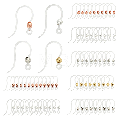 72Pcs 4 Colors Transparent Resin Earring Hooks RESI-CA0001-44-1