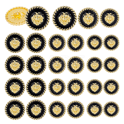  24Pcs 3 Style 1-Hole Zinc Alloy Enamel Shank Buttons BUTT-NB0001-65B-1