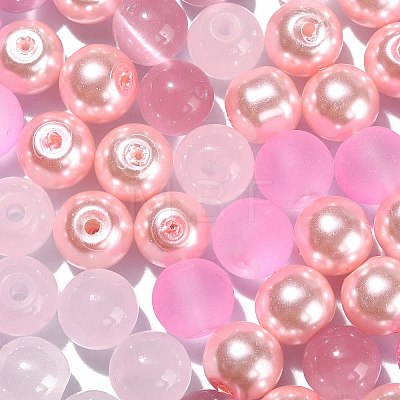 100Pcs Transparent Frosted Glass Beads Strands GLAA-CJ0002-07-1