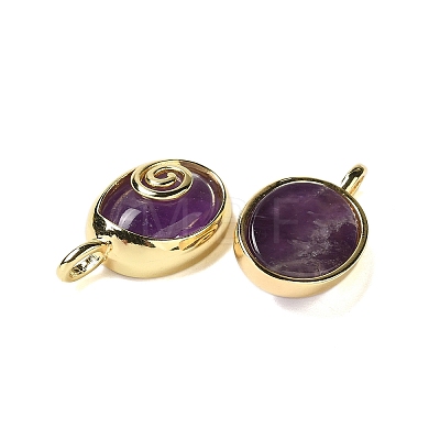 Natural Amethyst Oval Pendants G-K371-01G-07-1