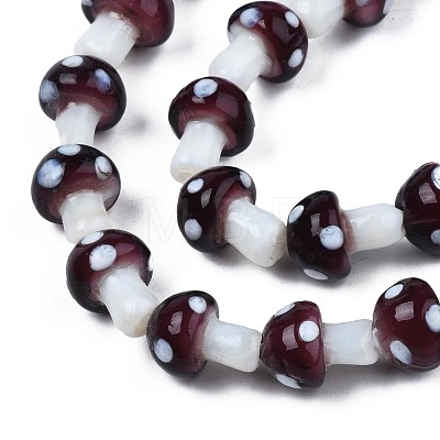 Mushroom Handmade Lampwork Beads Strands LAMP-R116-23-1