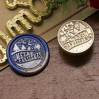 Merry Christmas Series Wax Seal Brass Stamp Head AJEW-M037-01G-04-1