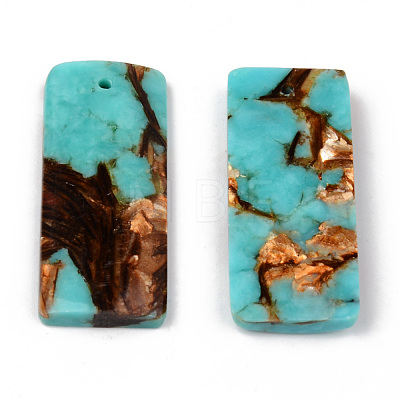 Assembled Natural Bronzite and Synthetic Turquoise Pendants G-N330-017-1