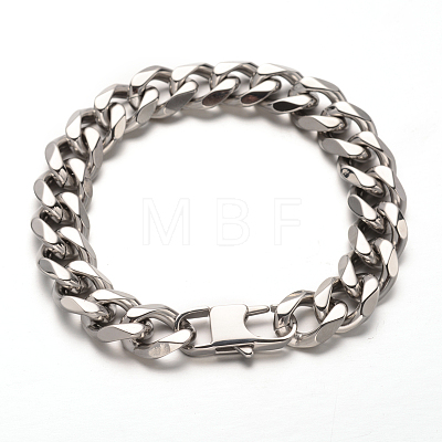 201 Stainless Steel Curb Chains Bracelets BJEW-L499-04P-1