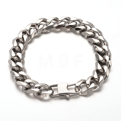 Tarnish Resistant 201 Stainless Steel Curb Chains Bracelets BJEW-L499-04P-1