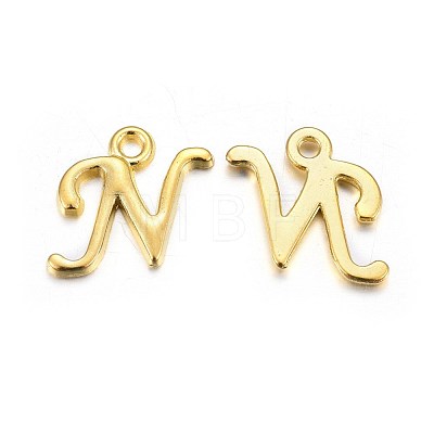 Golden Plated Alloy Letter Pendants PALLOY-J718-01G-N-1