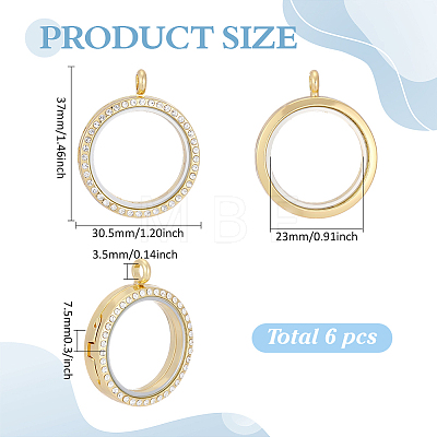 6Pcs Alloy Magnetic Locket Pendants FIND-ME0003-67G-1