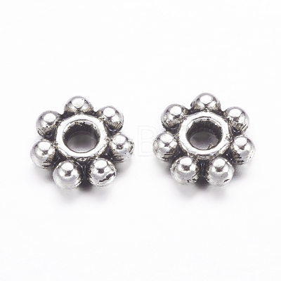 Tibetan Style Alloy Daisy Spacer Beads LF0991Y-AS-RS-1