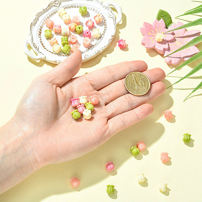 40Pcs 4 Styles Synthetic Coral Dyed Beads CORA-YW0001-04-1