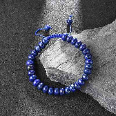 Adjustable Natural Lapis Lazuli Braided Bead Bracelets BJEW-F369-A15-1