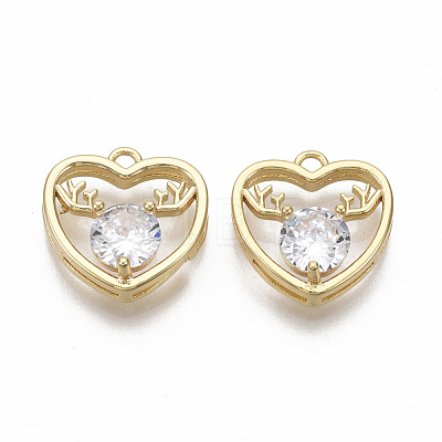 Brass Micro Pave Cubic Zirconia Charms KK-R132-012C-NF-1