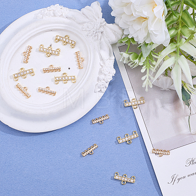 16Pcs 2 Styles Brass Micro Pave Clear Cubic Zirconia Rectangle Chandelier Component Links KK-WR0001-94-1