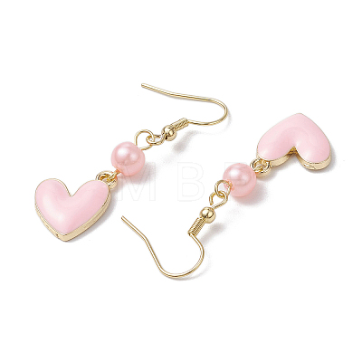 Alloy Enamel Heart Dangle Earrings EJEW-JE06272-01-1