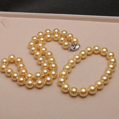 Shell Pearl Round Beaded Necklaces & Bracelets Sets for Women WG18377-17-1