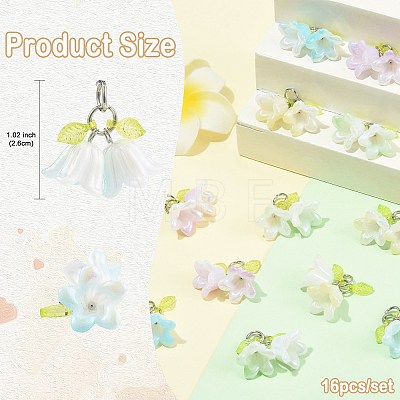 16Pcs Acrylic Pendants PALLOY-FS00075-1