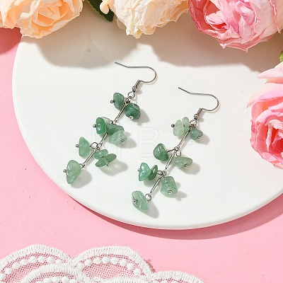 Natural Green Aventurine Dangle Earrings for Women EJEW-TA00553-02-1