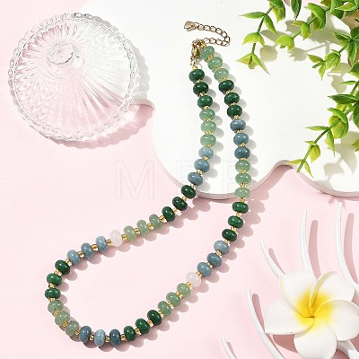 Gradient Dyed Natural White Jade Rondelle Beaded Necklaces with Glass Seed Beads for Women NJEW-JN06594-02-1