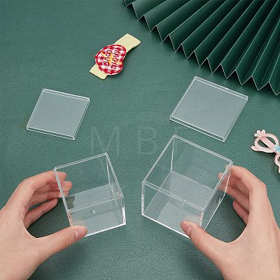ARRICRAFT 4Pcs 2 Style Square Recyclable Plastic Clear Gift Boxes CON-AR0001-07-1
