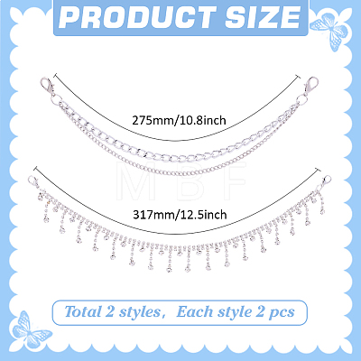 2Pcs Aluminium Alloy Boot Strap Chains AJEW-ME0003-07-1