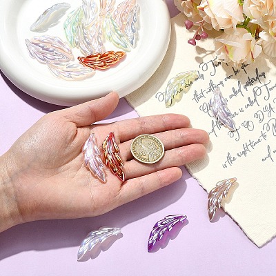 10Pcs UV Plating Iridescent Acrylic Pendants OACR-YW0004-27-1
