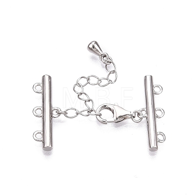 Anti-Tarnish Rhodium Plated 925 Sterling Silver Necklace Layering Clasps STER-N016-14P-1