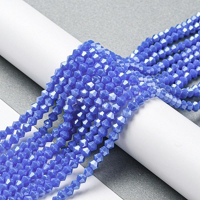 Opaque Solid Color Electroplate Glass Beads Strands GLAA-F029-P4mm-C11-1