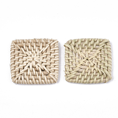 Handmade Reed Cane/Rattan Woven Beads X-WOVE-T006-069A-1