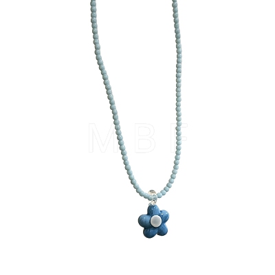 Summer Acrylic Flower Pendant Beaded Necklaces for Women WGAD42B-03-1