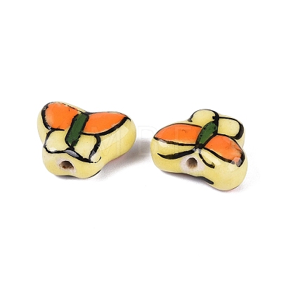 Hand Painted Butterfly Porcelain Beads PORC-Q006-05B-1