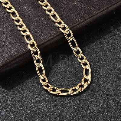 7MM 304 Stainless Steel Figaro Chain Necklaces for Women Men NJEW-B134-04B-G-1