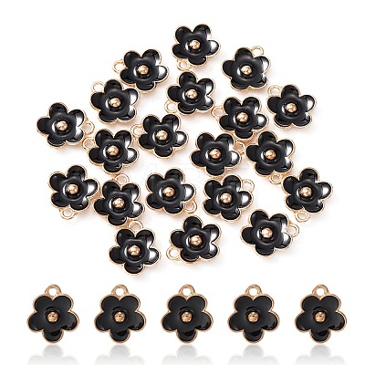Light Gold Plated Alloy Enamel Pendants ENAM-YW0002-20E-1