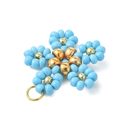 Beaded Flower Charms PALLOY-MZ01347-01-1