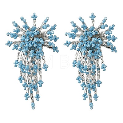 Glass Seed Beads Stud Earrings for Women EJEW-MZ00760-1