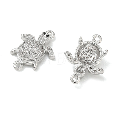 Brass Micro Pave Clear Cubic Zirconia Sea Animals Connector Charms KK-H280-01A-P-1