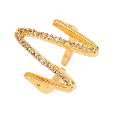 Brass Micro Pave Clear Cubic Zirconia Cuff Open Rings for Women RJEW-T032-01C-G-1