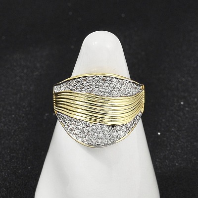 Brass Micro Pave Cubic Zirconia Open Cuff Ring for Women RJEW-F177-03GP-02-1