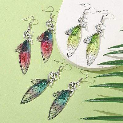 316 Surgical Stainless Steel Wing Dangle Earrings EJEW-TA00586-1
