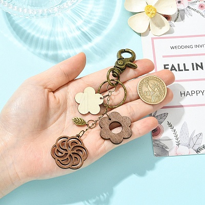 Wood & Alloy Pendant Decorations KEYC-YW00261-1