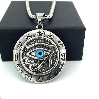 Stainless Steel Egyptian Eye of Ra Pendant Necklaces HP8705-1