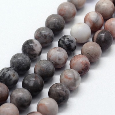 Natural Pink Zebra Jasper Beads Strands G-I199-26-12mm-1