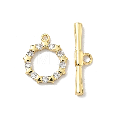 Star Brass Micro Pave Clear Cubic Zirconia Toggle Clasps KK-G548-27G-1