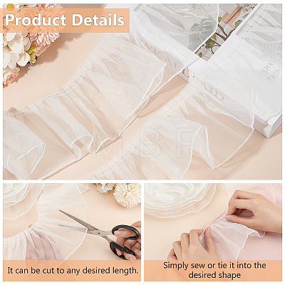 Polyester Pleated Lace Ribbon OCOR-WH0078-132B-1