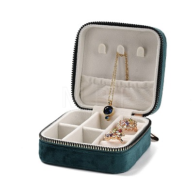 Square Velvet Jewelry Storage Zipper Boxes CON-P021-01D-1